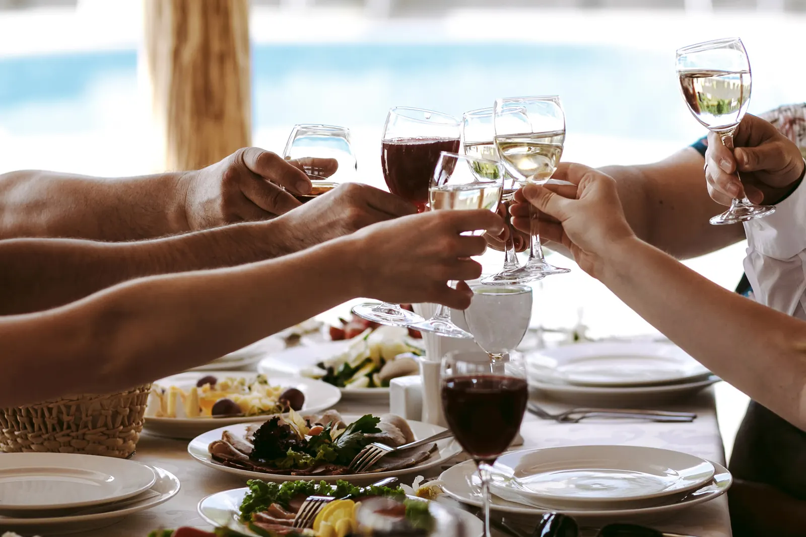 Personas brindando durante una experiencia gastronómica en vacaciones
